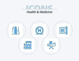 Gesundheit und Medizin blau Icon Pack 5 Icon Design. Gesundheit. Pflege. form. Zunahme. Fitness vektor