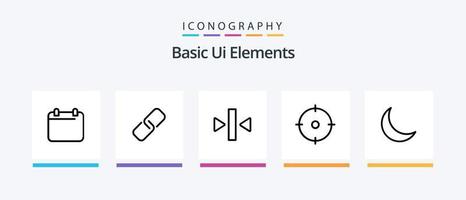 grundläggande ui element linje 5 ikon packa Inklusive sömn . måne. bild. år. dag. kreativ ikoner design vektor