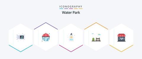 Wasserpark 25 Flat Icon Pack inklusive. Park. Park. Imbiss-Stand. Park vektor