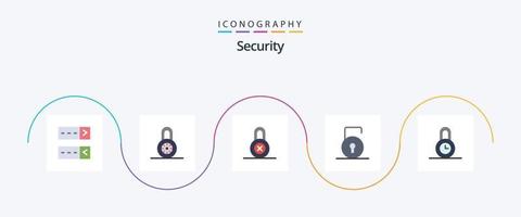 säkerhet platt 5 ikon packa Inklusive . tid. skydd. skydd. säkerhet vektor