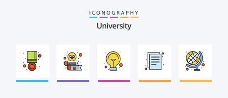 universitet linje fylld 5 ikon packa Inklusive galax. dokument. studie. bok. kreativ ikoner design vektor