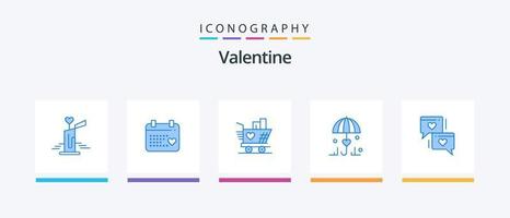 valentine blå 5 ikon packa Inklusive kärlek. kärlek. trolly. säkra. försäkring. kreativ ikoner design vektor