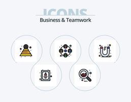 Business- und Teamwork-Linie gefüllt Icon Pack 5 Icon Design. . Gang. Geschäft. Aufbau. Idee vektor