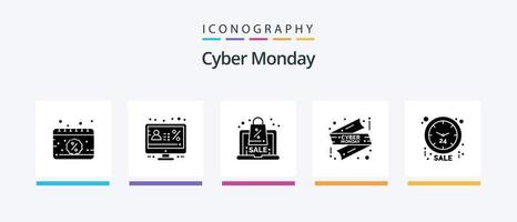 Cyber Monday Glyph 5 Icon Pack inklusive Sale. Geschäft. Prozentsatz. Verkauf. Verkauf. kreatives Symboldesign vektor