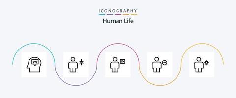 mänsklig linje 5 ikon packa Inklusive minus. radera. avatar. kropp. video vektor