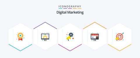 digitales Marketing 25 Flat Icon Pack inklusive Ziel. Marketing. Werbung. Geschäft. besorgen vektor