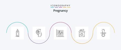 Schwangerschaftslinie 5 Icon Pack inklusive Baby. Erholung. Baby. geduldig. Bericht vektor