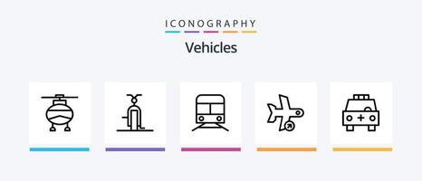 fordon linje 5 ikon packa Inklusive landa. ufo. Avbryt. Plats. transport. kreativ ikoner design vektor