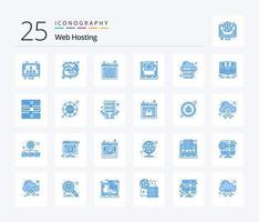 Webhosting 25 blaue Symbolpakete inklusive Datenbankserver. Server. Wolke. Internet. Datenbank vektor