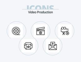 video produktion linje ikon packa 5 ikon design. mobil. knacka. film. film. stjärna vektor