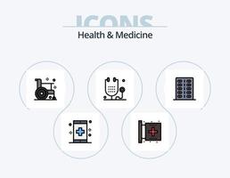Gesundheit und Medizin Linie gefüllt Icon Pack 5 Icon Design. Fitness. Krankheit. Gesundheit. Krankenhaus. Gesundheit vektor
