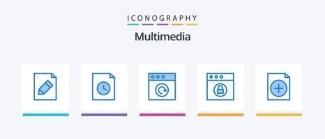 multimedia blå 5 ikon packa Inklusive . ladda om. ny. Lägg till. kreativ ikoner design vektor