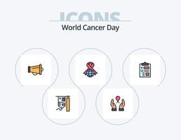 Weltkrebstag Linie gefüllt Icon Pack 5 Icon Design. Favorit. geben. Medizin. Herz. Krebs vektor