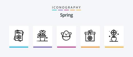 Spring Line 5 Icon Pack inklusive . Frühling. Buch. Natur. Ökologie. kreatives Symboldesign vektor