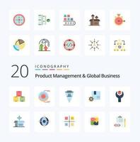 20 Produktmanagement und globales Business Flat Color Icon Pack wie Premium-Qualitäts-Branding-Ressourcenfilterung vektor