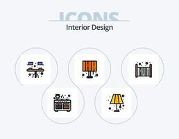 Innenarchitektur Linie gefüllt Icon Pack 5 Icon Design. Boden. Krippe. Zuhause Licht. Kind. schlafen vektor