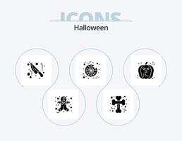 halloween glyf ikon packa 5 ikon design. skrämmande. halloween. blodig. ansikte. Spindel vektor