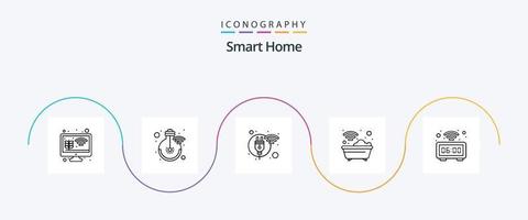 Smart Home Line 5 Icon Pack inklusive smart. Bad. Licht. schlau. Leistung vektor