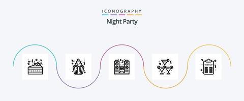 Night Party Line 5 Icon Pack inklusive Nacht. Wein. Feier. Party. Alkohol vektor