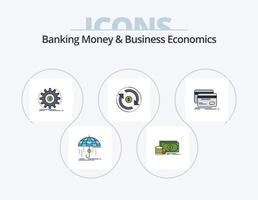 Banking Geld und Betriebswirtschaftslinie gefüllt Icon Pack 5 Icon Design. Banken. Analyse. Vision. föderal. Banken vektor