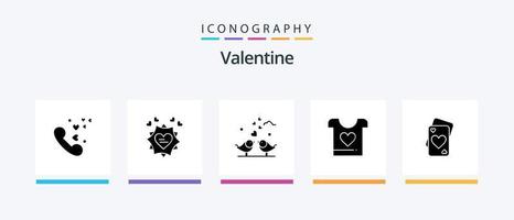 Valentine Glyph 5 Icon Pack mit Herzen. Liebe. Liebe. Tag. Valentinstag. kreatives Symboldesign vektor