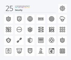 Sicherheit 25-Zeilen-Icon-Pack einschließlich gesperrt. Stift. Internet. Passwort. Taste vektor