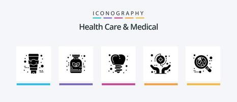 Symbolpaket für Gesundheitswesen und medizinische Glyphe 5 einschließlich Zelle. Blut. schrauben. schützen. Gesundheitspflege. kreatives Symboldesign vektor