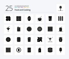Essen 25 solides Glyphen-Icon-Pack inklusive Küche. Erledigt. Essen. Und. trinken vektor