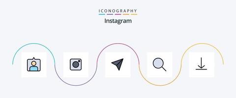 Instagram linje fylld platt 5 ikon packa Inklusive . Twitter. set. video. uppsättningar vektor