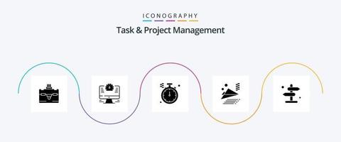 Aufgaben- und Projektmanagement Glyph 5 Icon Pack inklusive . Papierflieger . betrachten. Flugzeug . Norden vektor
