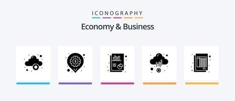 Economy and Business Glyph 5 Icon Pack inklusive Datei. Diagramm. Geld. Wolke. kreatives Symboldesign vektor