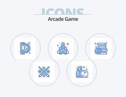 arkad blå ikon packa 5 ikon design. spel. spela. Föra in mynt. spel. raket vektor