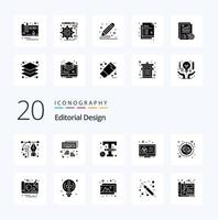 20 redaktionelles Design solides Glyphen-Icon-Pack wie Designer-Farbschema-Eingabe-Anpassungsdesign vektor