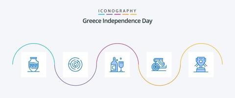 grekland oberoende dag blå 5 ikon packa Inklusive kopp. grekland. flaska. prins. hästar vektor