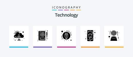 Technology Glyph 5 Icon Pack inklusive Digital. WLAN zu Hause. Service. Heimvernetzung. Hausangestellte. kreatives Symboldesign vektor