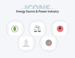Energiequelle und Energiewirtschaft Flat Icon Pack 5 Icon Design. Licht. Konstruktion. Energie. Öl. LKW vektor