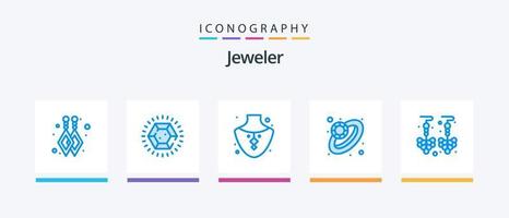 Schmuck blau 5 Icon Pack inklusive . Schmuck. Schmuck. Ohrringe. Ring. kreatives Symboldesign vektor