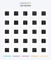 kreative Benutzeroberfläche 25 Glyph solid black Icon Pack wie Upload. Kommunikation. Suche.. Schnittstelle vektor