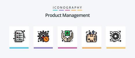 Produktmanagement-Linie gefüllt 5 Icon Pack inklusive Zeit. Gedränge. seo. Entwicklung. Ziel. kreatives Symboldesign vektor