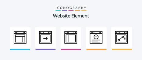 hemsida element linje 5 ikon packa Inklusive sluta. hemsida. gränssnitt. webbsida. webbläsare. kreativ ikoner design vektor