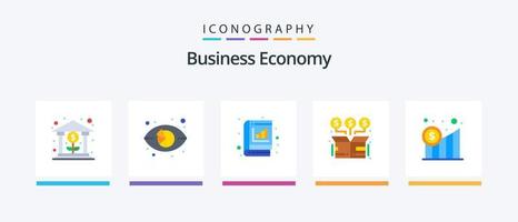 Economy Flat 5 Icon Pack inklusive Geld. besorgen. Marketing. Kasten. Graph. kreatives Symboldesign vektor