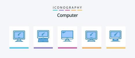 dator blå 5 ikon packa Inklusive .. kreativ ikoner design vektor