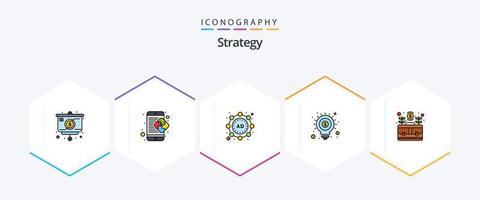 Strategy 25 Filledline Icon Pack inklusive Business. Marketing. Lösung. seo. Idee vektor