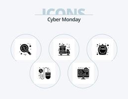 Cyber Monday Glyphen-Icon-Pack 5 Icon-Design. begrenzt. Lieferwagen. Rabatt. Cyber-Montag. suchen vektor