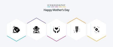 Happy Mothers Day 25 Glyphen-Icon-Pack inklusive Zahnpasta. Creme . Innere. Mutter vektor