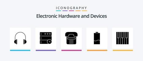 Geräte Glyph 5 Icon Pack inklusive Low. Elektrizität. Forderung. elektrisch. Telefon. kreatives Symboldesign vektor