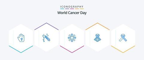 värld cancer dag 25 blå ikon packa Inklusive hälsa. band. solidaritet. värld. band vektor