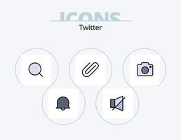 Twitter linje fylld ikon packa 5 ikon design. text. låst. Twitter. låsa. papper vektor