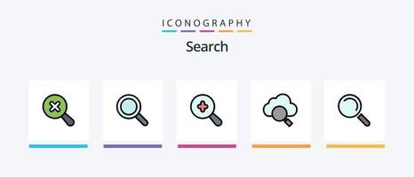 Suchzeile gefüllt 5 Icon Pack inklusive Zoom. auf der Suche. suchen. sehen. kreatives Symboldesign vektor