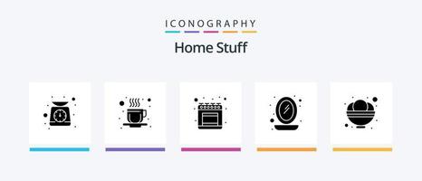 Home Stuff Glyph 5 Icon Pack inklusive Creme. Gas. Anzeige. Innere. kreatives Symboldesign vektor